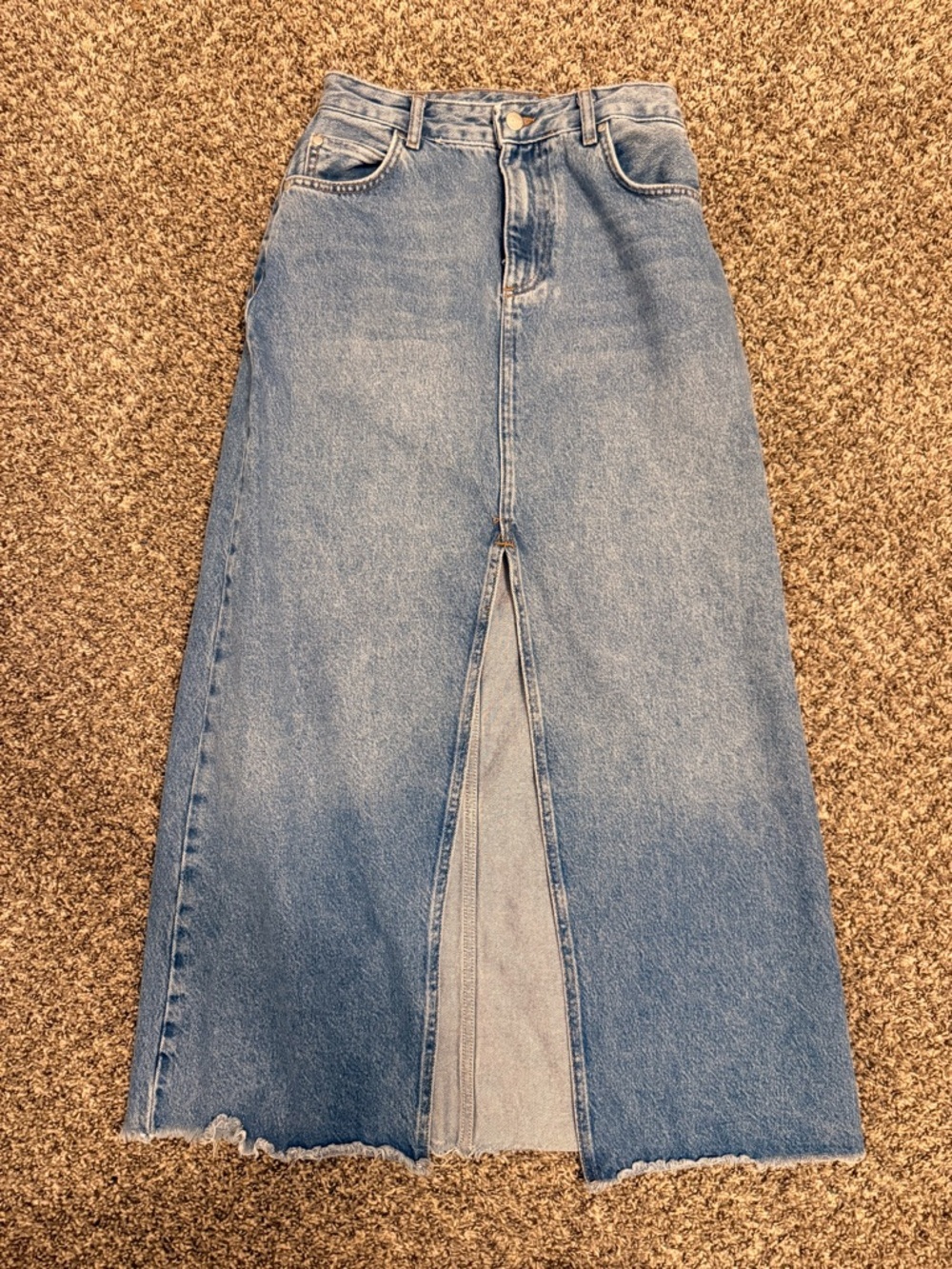 Pilcro Maxi Denim Skirt Madi Front Slit Denim Skirt Endless Summer Wash Size 2 - Picture 4 of 8